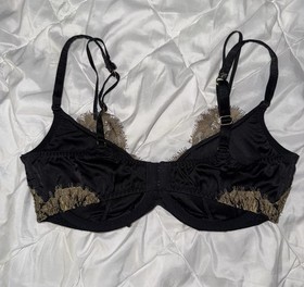 Agent Provocateur Soiree &ldquo;Liu Liu&rdquo; Black Gold Lace Balconette Bra 36DD 