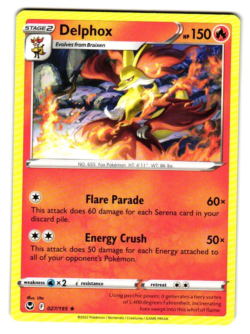 Delphox 027/195 Rare Silver Tempest Pokemon Near Mint