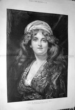 Original Old Antique Print Type Beauty By Duran Fine Art 1883 19th