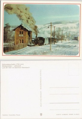 Steinbach-Jöhstadt Preßnitztalbahn Schmalspurbahn Lok 99 1561 im Bahnhof Schnee