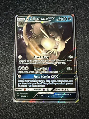 Alolan Raticate GX 85/168- Celestial Storm- Holo Ultra Rare- LP