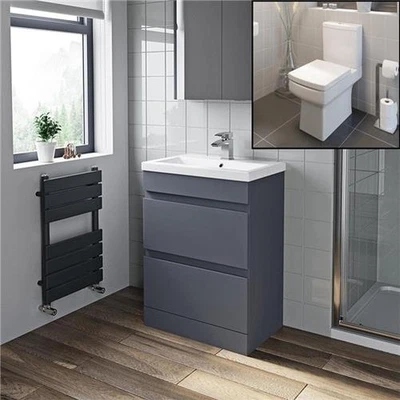 AFFINE 600mm Modern Bathroom Vanity Basin Soft Close Drawer Unit Toilet Gloss Grey