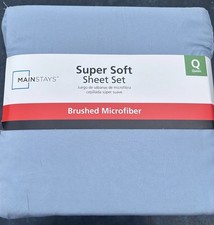 MAINSTAYS Super Soft Sheet Set Queen Size Brushed Microfiber Placid Blue