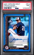2025 TOPPS PRO DEBUT AUTO-BLUE FOIL #8 TRAVIS SYKORA 21/150 PSA 9