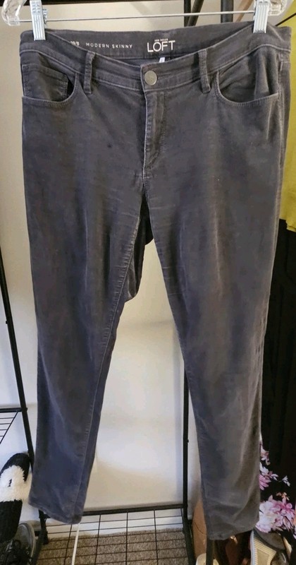 LOFT Women’s Gray Dark Wash Denim Skinny Slim Jeans 5-Pocket Button Zip