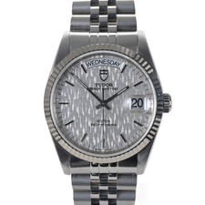 Tudor Prince Day Date 76214 Silver Linen Dial 36mm Auto Men's Watch +Box, Extras