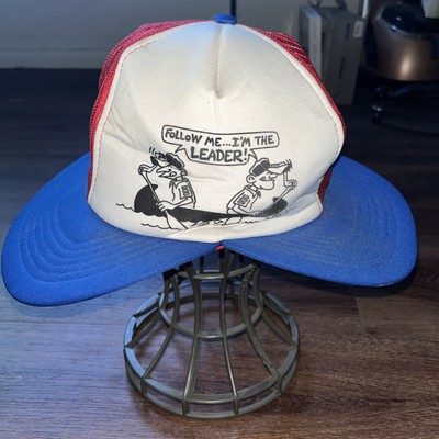 Follow Me I m The Leader Double Billed Snap Back Hat Mesh One Size Foam Front