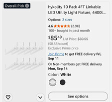 Hykolity 10-Pack 4FT Linkable LED Shop Light 42W 5000K 4400LM White