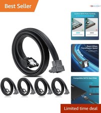 High-Speed 6Gbps SATA III Cable with 90° Angle Design - Durable 5-Pack, 20 Inch