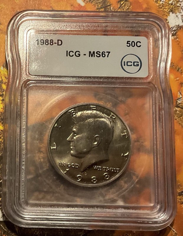 1988-D Kennedy Half Dollar MS67  ICG Certified.