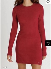 Hollister Crimson Ribbed Long-Sleeve Sweater Dress M