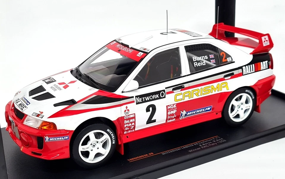 iXO 1/18 Mitsubishi Lancer RS Evo V RAC Rally 1998 Burns Reid #2 Model Race Car - Image 4 of 4