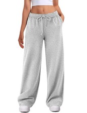 Women's Wide Leg Sweatpants High Waisted Baggy Interior Drawstring Joggers St...