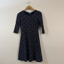 Le Lis Polka Dot Sweater Dress Medium Navy White 3/4 Sleeve Fit Flare NWOT