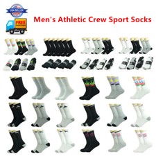 Wholesale Lot Multi Color Men's Athletic Crew Sport Socks Cotton Size 9-11 10-13
