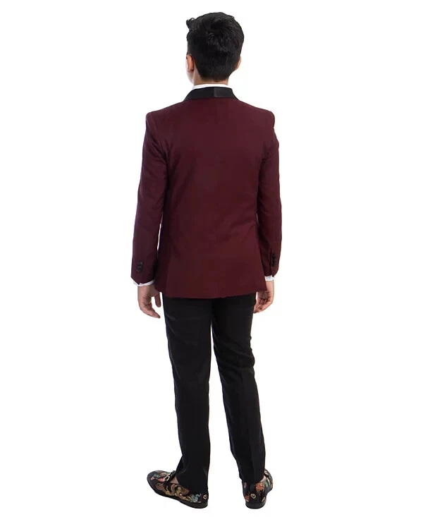 $249 Perry Ellis Juego de Esmoquin Chal Calce Ajustado de 5 Piezas para Niño Grande, Borgoña, Talla 18 Foto 3 de 3