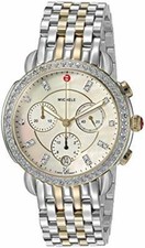 New Michele Sidney Diamond Two-Tone Stainless Steel Ladies Watch MWW30A000005 