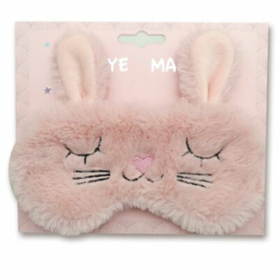 NEUHEIT NIEDLICHE SCHLAFLOSE ROSA HASE KANINCHEN PLÜSCH SCHLAFAUGENMASKE BRANDNEU MIT ETIKETT