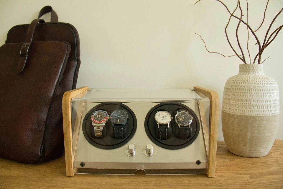 Double Automatic 4 Watch Winder rotating display box Tourbillon Winders NEW! - Image 3 of 4