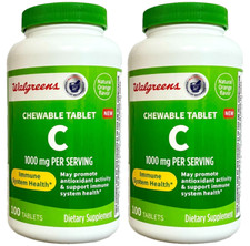 Vitamin C, 1000mg Immune Antioxidant Support-100 Ct x2Pack 200 Chewable Tablets