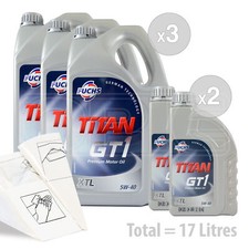 Car Engine Oil Service Kit / Pack 17 LITRES Fuchs TITAN GT1 XTL 5W-40 5W40 17L 6.88 per litre