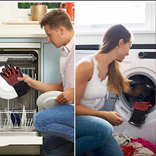 Oven BBQ Gloves 1472℉ Extreme Heat Resistant Grill Silicone Non-Slip Fireproof - Picture 9 of 12