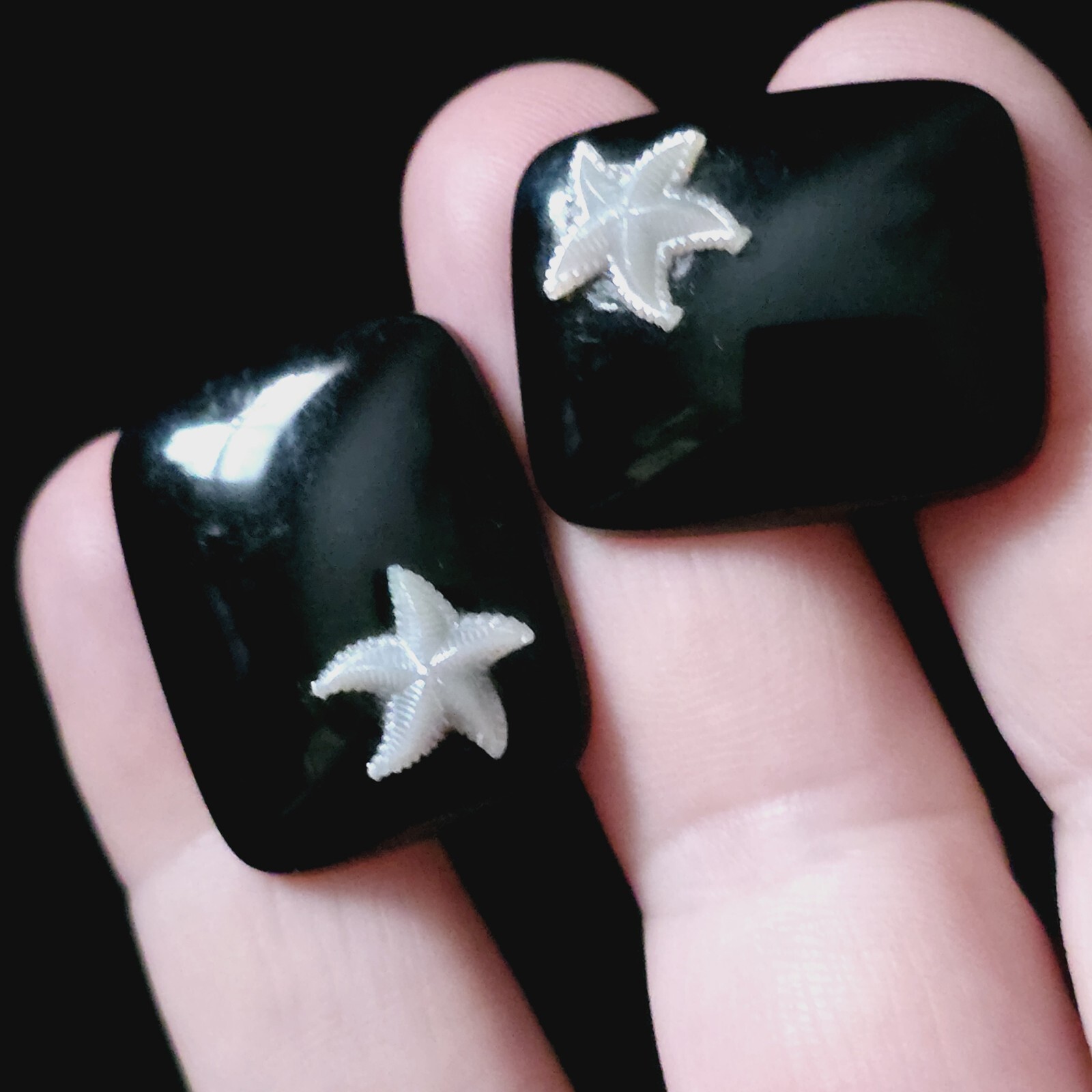 Vintage Rectangular Black Plastic Cufflinks With … - image 9