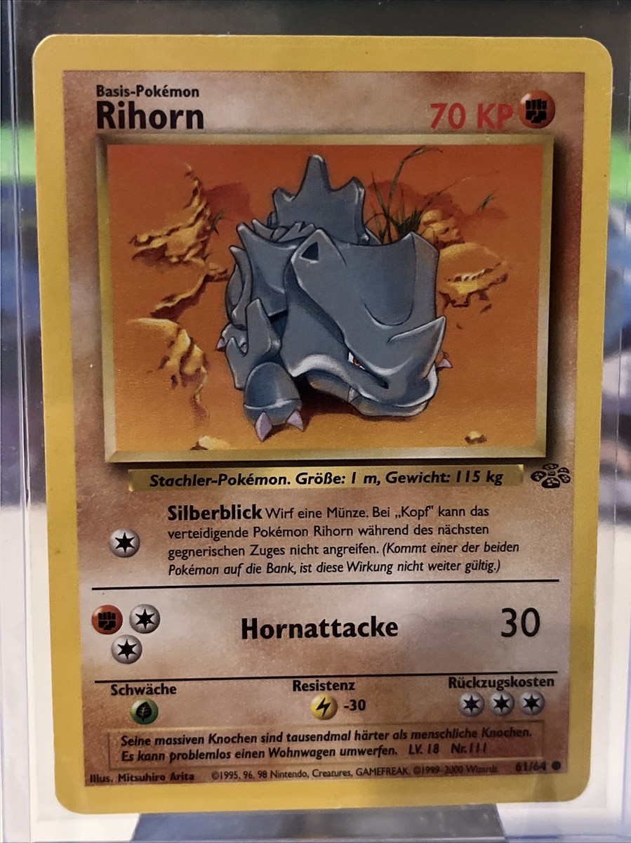 RIHORN (RHYHORN) - Jungle Set - 61/64 - VINTAGE - German Pokemon - WOTC -  HP | eBay