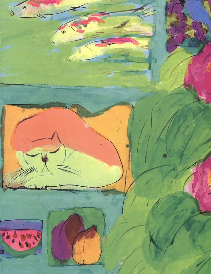 WALASSE TING Still-Life with Pink Cat 37.75" x 54.5" Offset Lithograph 1993 Cont - Image 3 of 4