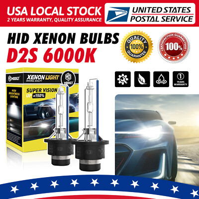 2x D2S 35W 6000K HID Xenon Replacement Low/High Beam Headlight Lamp Bulbs White