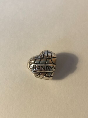 Sterling Silver Grandma Heart Bead for Famous Maker Charm Bracelet