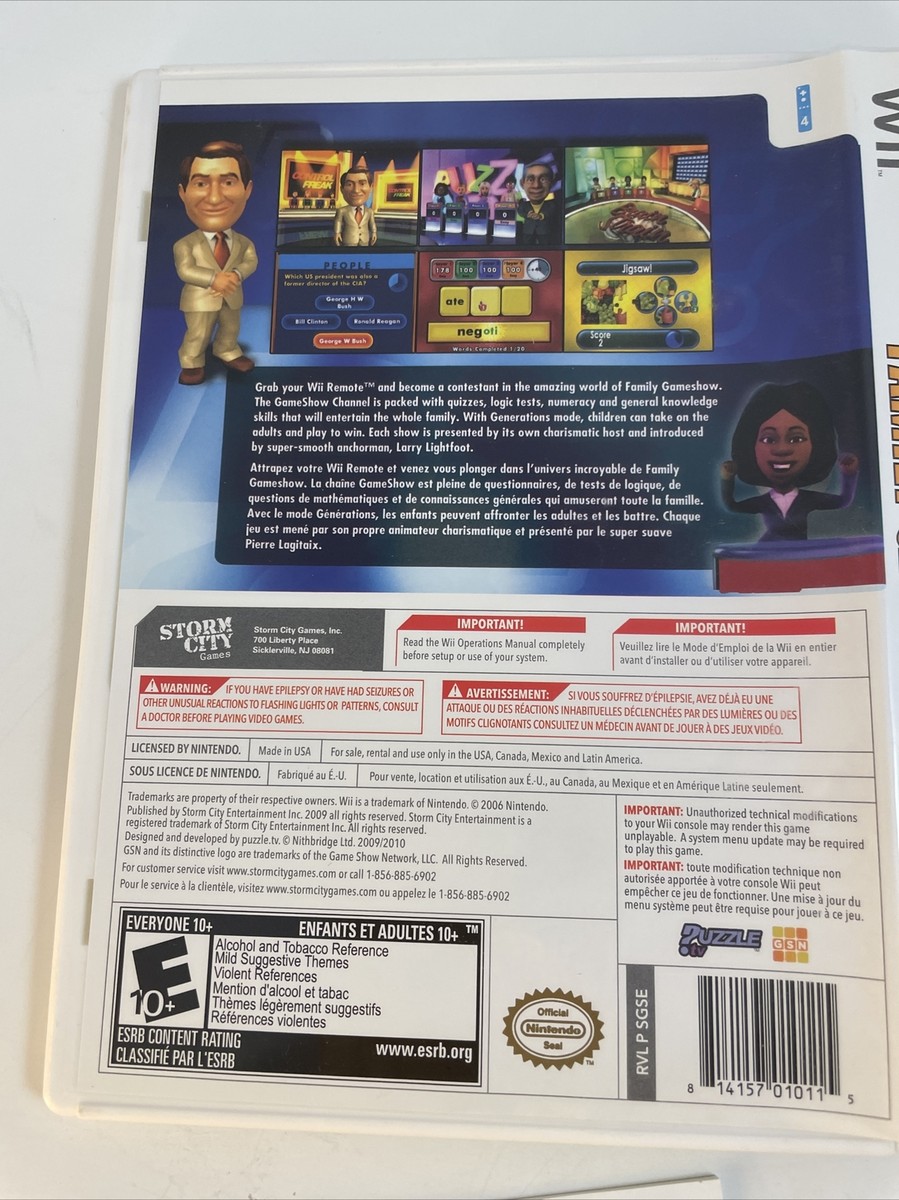 GSN Presents Family Gameshow Nintendo Wii Storm City Games GSN Presents Family Gameshow Nintendo Wii Storm City Games