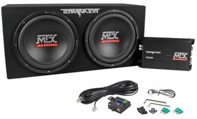 MTX Terminator TNP212D2 1200 Watt 2 Ohm Dual 12  Subwoofers/Sub Box/Amp Package
