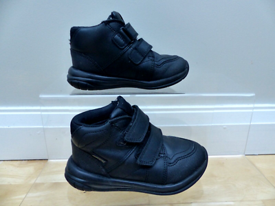 Clarks boys Gore-Tex black leather school shoes ankle boots UK 8G