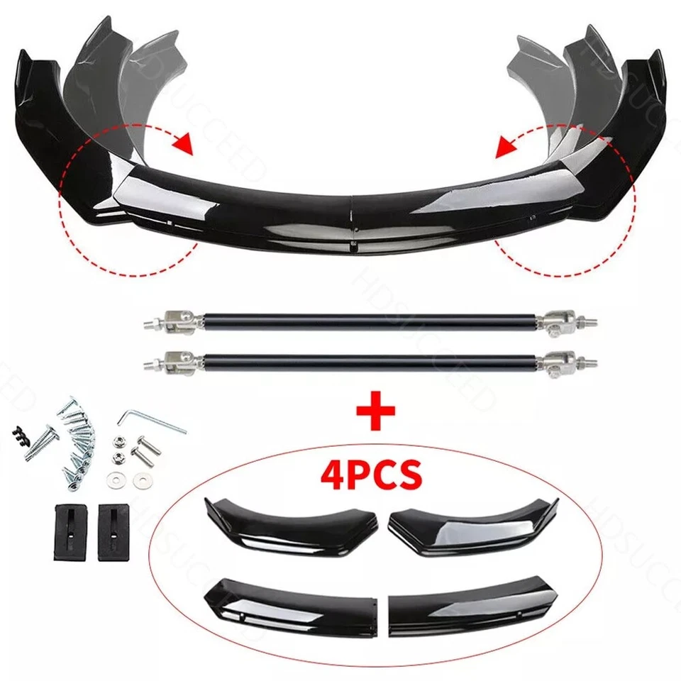 Fits BMW Front Rear Bumper Lip Spoiler Splitter Body Kit Side Skirt Glossy Black - Image 2 of 4