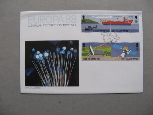 UK ISLE OF MAN, cover FDC 1988, CEPT telecom ship optical fibre cabel satelite