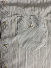 Vintage Wrangler Men's Western Cowboy Pearl Snap Button Shirt Shine Blue M D51