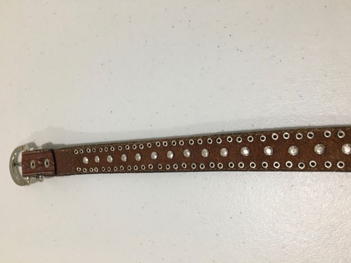 Nocona Child Brown Leather Calf-Hair & Blue Crystals Western Belt Size XL UNISEX - Picture 17 of 21