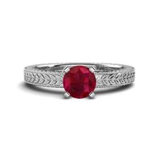 Ruby Solitaire Engagement Ring with Milgrain Work 1 ct 14K Gold JP:78721