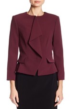 Ted Baker London Pippa Ruffle Front Peplum Collarless Jacket Blazer Size 4