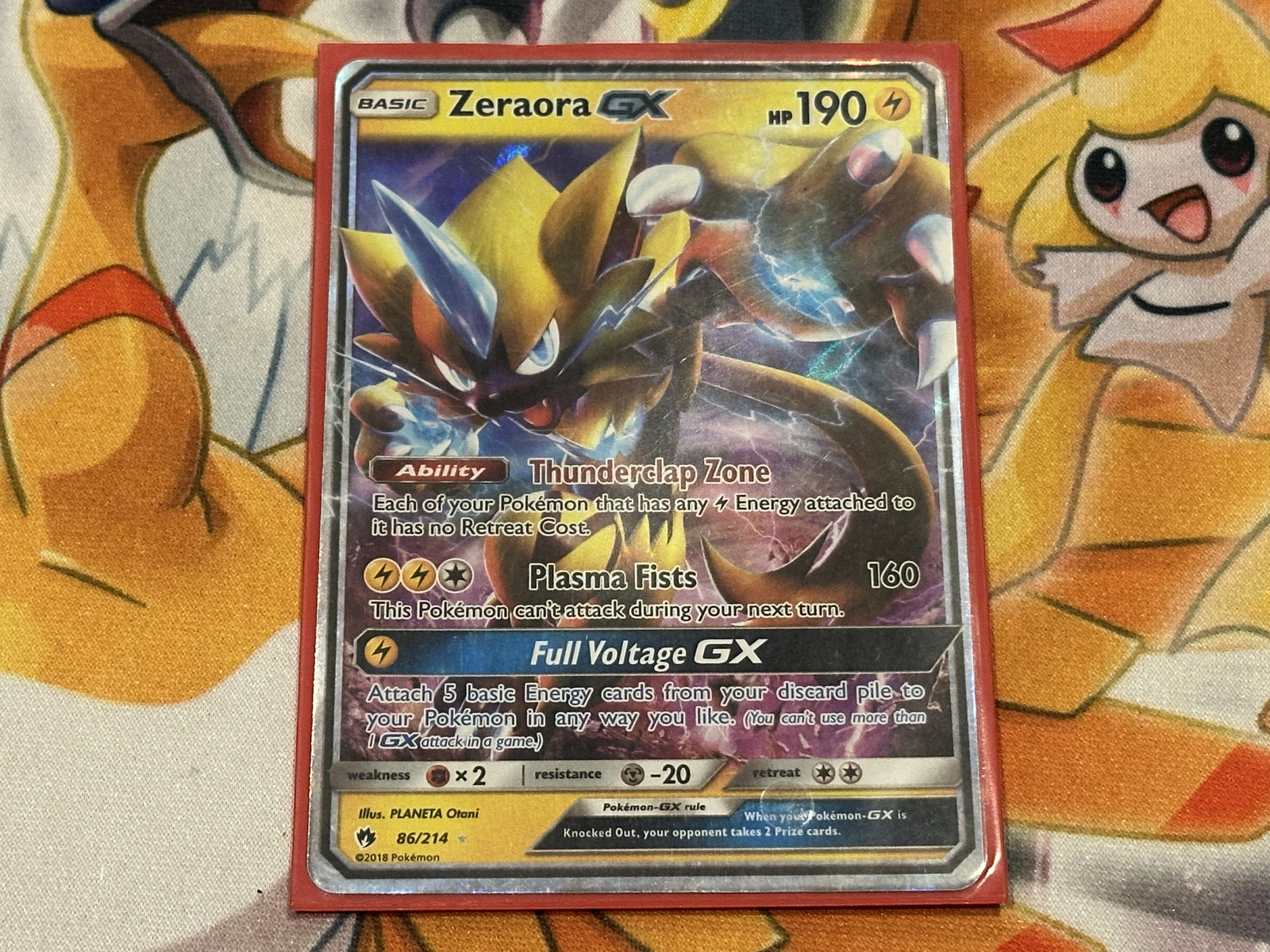 Pokemon Card Zeraora GX 86/214 Lost Thunder Half Art NM