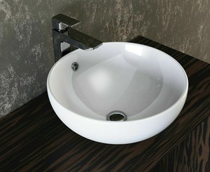Bathroom Counter Top Ceramic White Gloss Round Bowl Basin