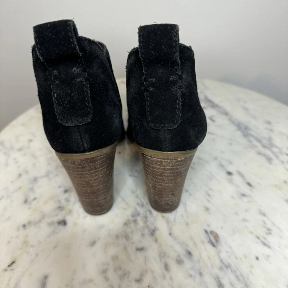 Vince Camuto Talla 5.5M Negro Gamuza Peek A Boo Botines Tacones -J1 Foto 4 de 4