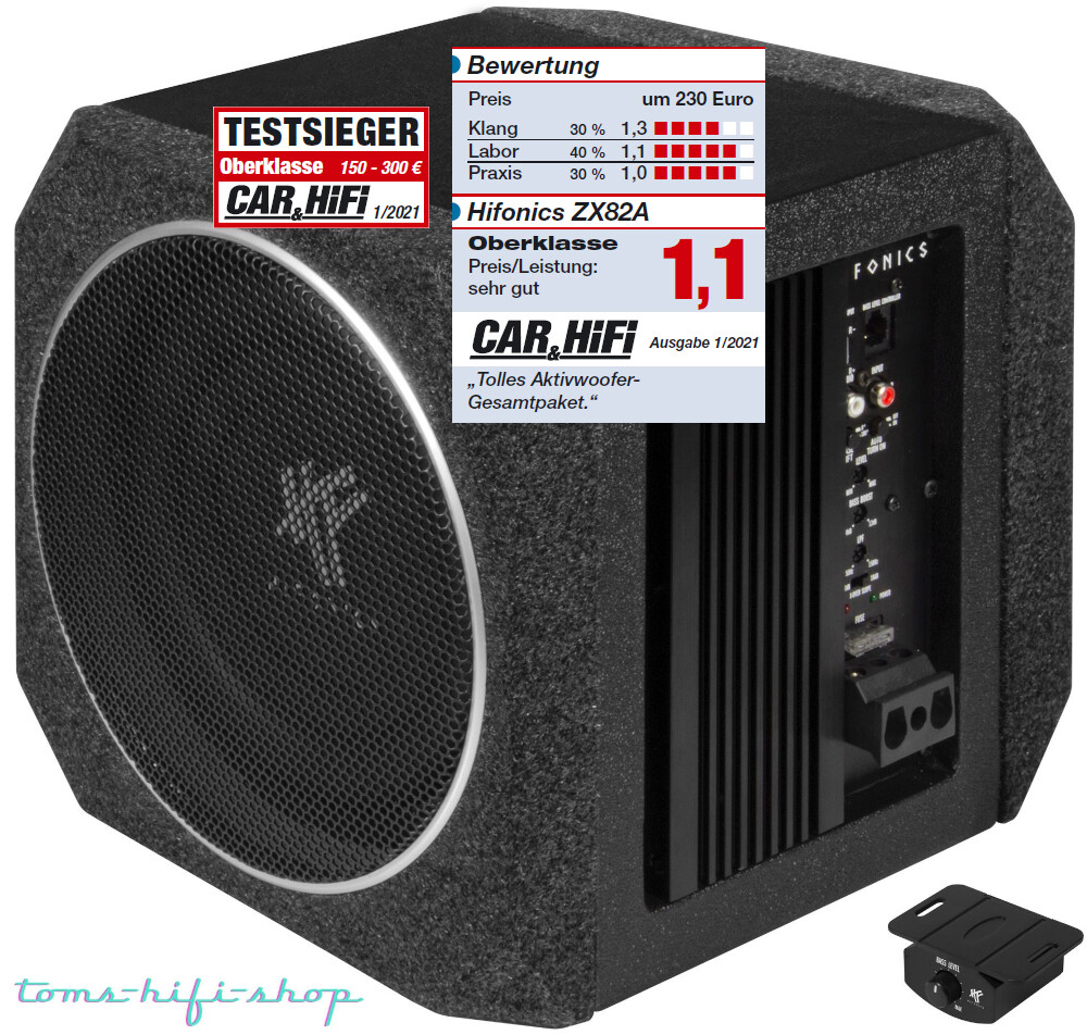 HIFONICS 400 Watt Aktivsubwoofer ZEUS ZX82A 2x20cm Mini Auto Subwoofer Aktiv PKW