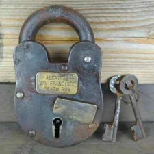 Padlock Alcatraz San Francisco Death Row 5" Cast Iron Lock & 2 Key Antique