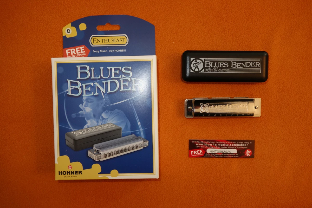 new HOHNER BLUESBENDER HARMONICA key D w Case Thick Reedplate