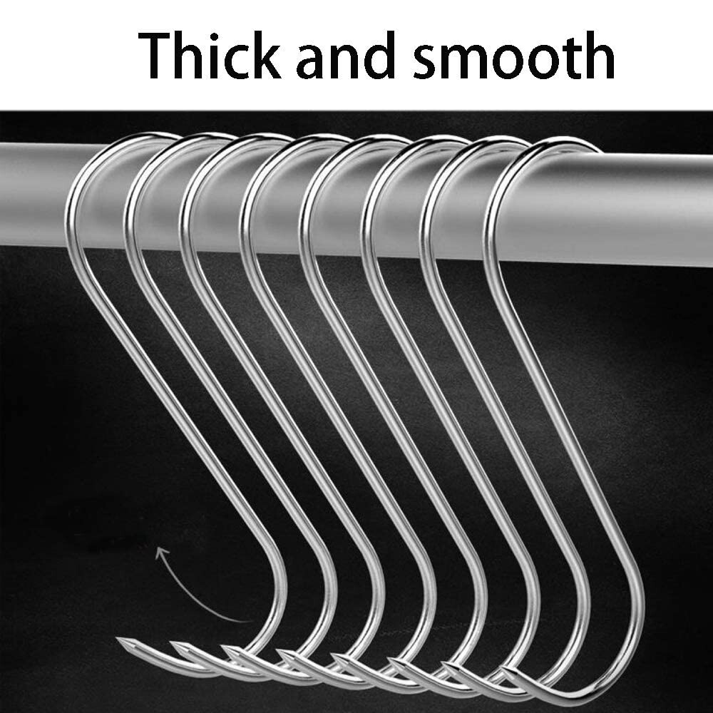 40Pcs Stainless Steel S Hooks With Sharp Tip Kitchen Butcher Shop Meat