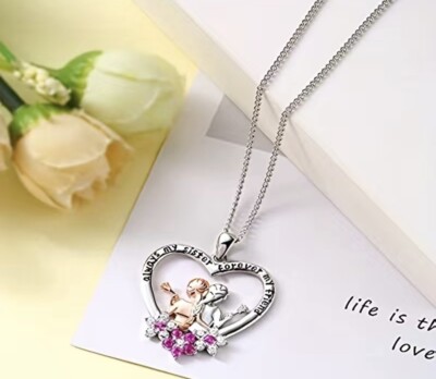 925 Sterling Silber Herz Halskette Gravur Forever My Sister