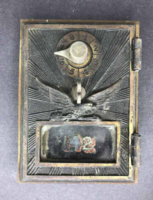 Antique U.S. Post Office Mail Box Door #142 Flying Eagle Brass Combination Lock