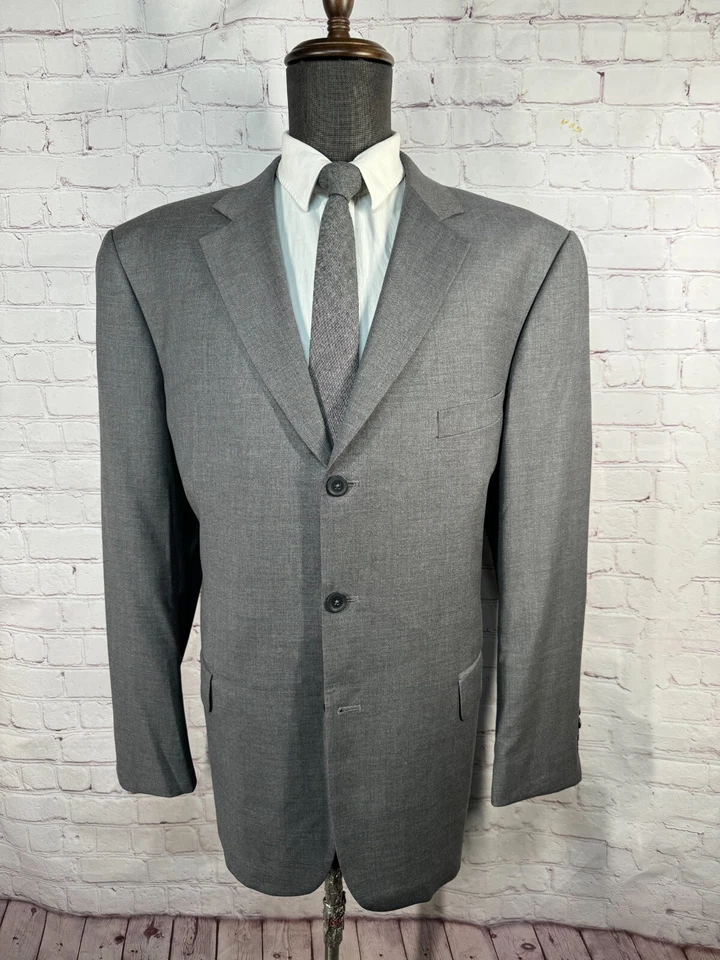 STRUCTURE Mens Gray Wool CLASSIC FIT Flat Front 2 Pc Suit 46R Jacket 43x30 Pant - Image 2 of 4